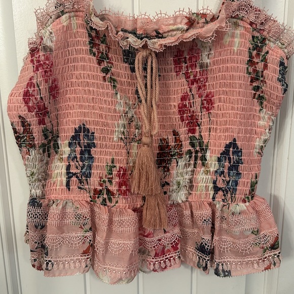 Nicholas Lilac Floral Shirred Crop Top Size 4 Small - Picture 6 of 12